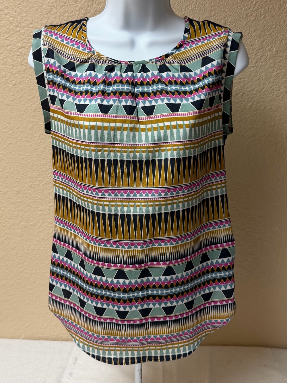 4/$20 The Limited Women’s Sleeveless Geo-Print Top in Mustard, Mint & Pink